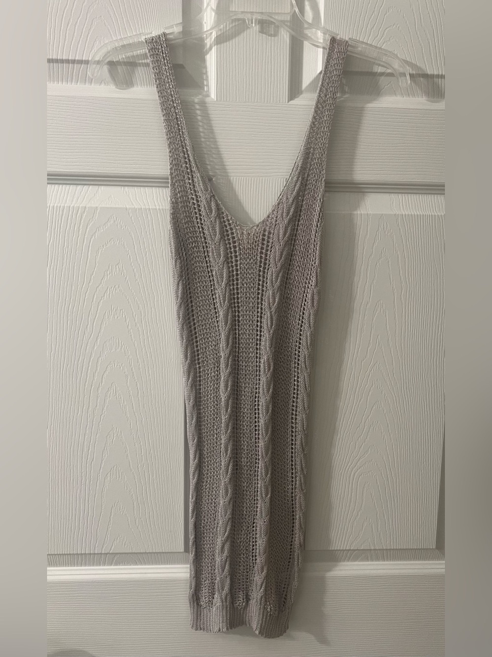 POL Light Gray Stretchy Knit Sleeveless Midi Dress